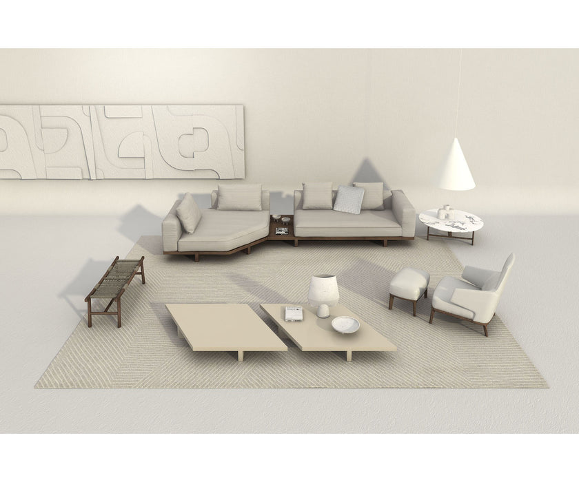 Amanda Bergère by Frigerio upholstered lounge chair with solid wood base Casa Design Group