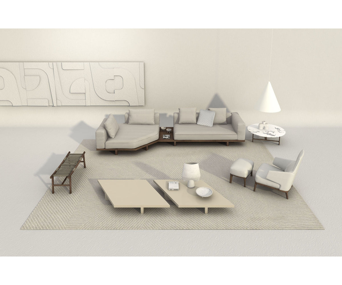 Amanda Bergère by Frigerio upholstered lounge chair with solid wood base Casa Design Group