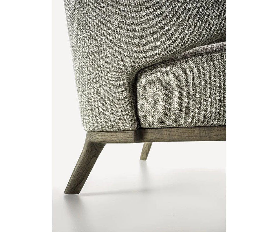 Amanda Bergère by Frigerio upholstered lounge chair with solid wood base Casa Design Group