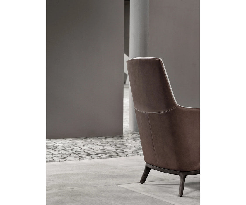 Amanda Bergère by Frigerio upholstered lounge chair with solid wood base Casa Design Group