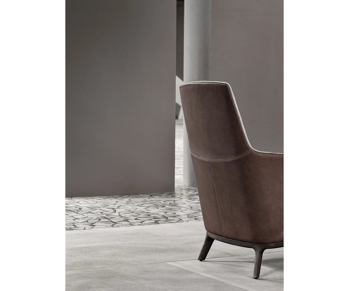 Amanda Bergère by Frigerio upholstered lounge chair with solid wood base Casa Design Group