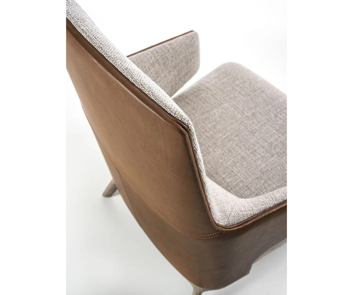 Amanda Bergère by Frigerio upholstered lounge chair with solid wood base Casa Design Group