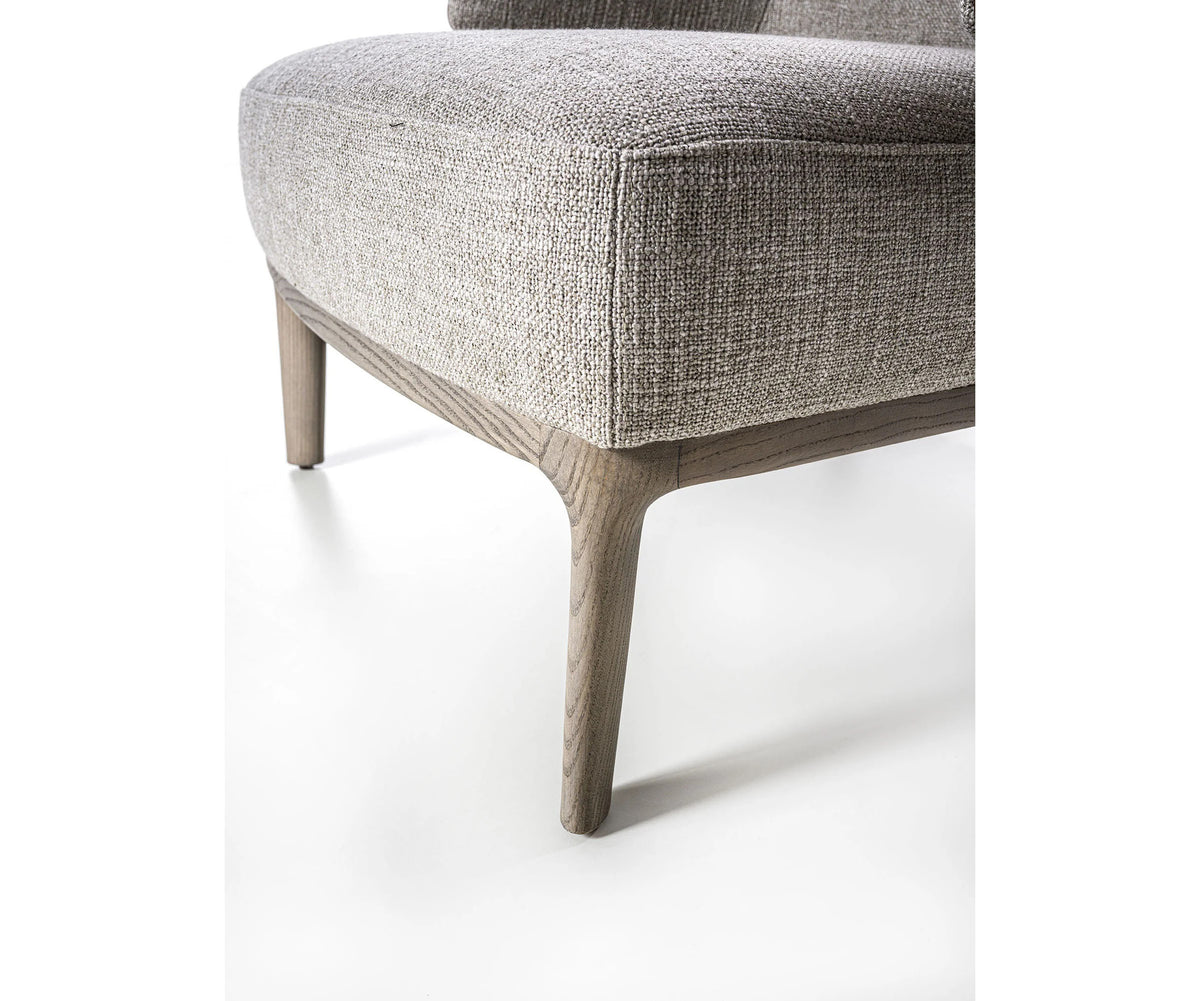 Amanda Bergère by Frigerio upholstered lounge chair with solid wood base Casa Design Group