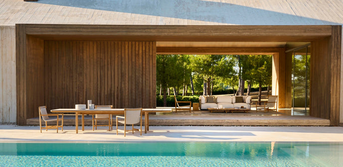 Amanu elegant 3-seat outdoor sofa by Yabu Pushelberg for Tribù | Casa Design Group