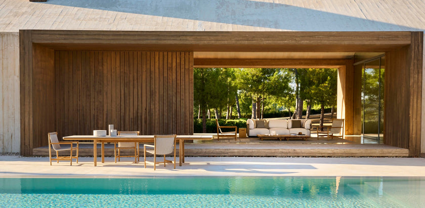 Amanu elegant 3-seat outdoor sofa by Yabu Pushelberg for Tribù | Casa Design Group
