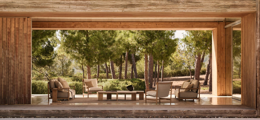 Amanu rectangular teak coffee table by Yabu Pushelberg for Tribù | Casa Design Group