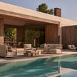 Amanu round teak coffee table by Yabu Pushelberg for Tribù | Casa Design Group