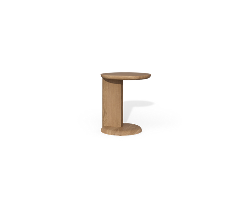Amanu sculptural teak C-table by Yabu Pushelberg for Tribù | Casa Design Group