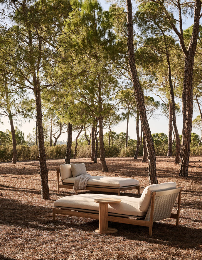 Amanu teak and woven daybed by Yabu Pushelberg for Tribù | Casa Design Group