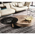 Arena Coffee Table by Cattelan Italia with a hand-brushed wood top and rotating glass extensions.