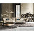 Arena Coffee Table by Cattelan Italia with a hand-brushed wood top and rotating glass extensions.