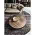 Arena Coffee Table by Cattelan Italia with a hand-brushed wood top and rotating glass extensions.