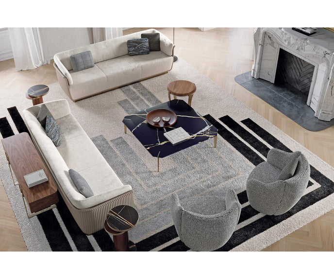 Aristo XL .24 Coffee Table by Capital with a round solid wood top and metallic base.