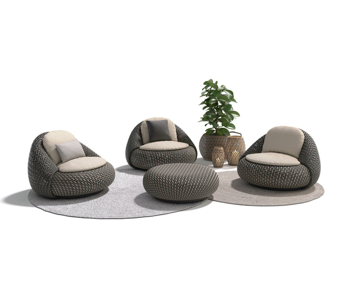 Dedon Atolo Footstool – Rounded Outdoor Pouf in Coastal-Inspired Fiber Design | Casa Design Group