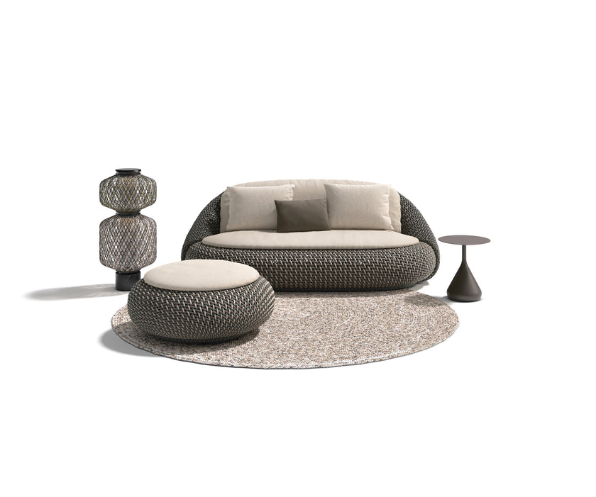 Dedon Atolo Footstool – Rounded Outdoor Pouf in Coastal-Inspired Fiber Design | Casa Design Group