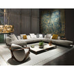Aton Sectional Sofa by Giorgetti modular Italian sectional with Canaletto walnut structure and premium upholstery | Casa Design Group