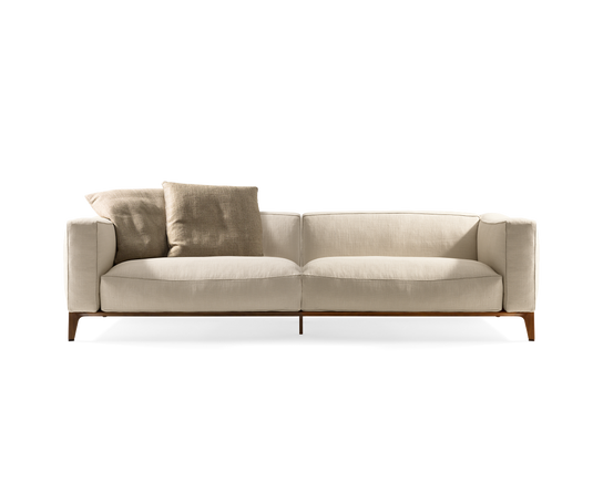 Aton Sofa by Giorgetti modular Italian sofa with Canaletto walnut structure and premium upholstery | Casa Design Group