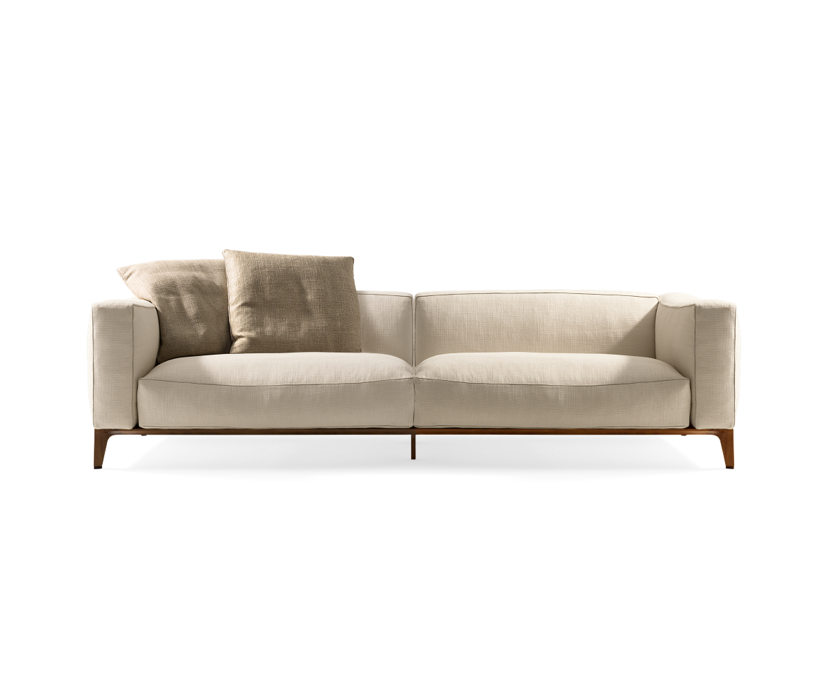 Aton Sofa by Giorgetti modular Italian sofa with Canaletto walnut structure and premium upholstery | Casa Design Group