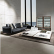 Aton Sofa by Giorgetti modular Italian sofa with Canaletto walnut structure and premium upholstery | Casa Design Group