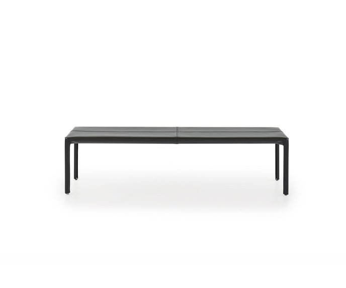 Azul Bench by Molteni&C upholstered in regenerated hide leather with a powder-coated steel frame.