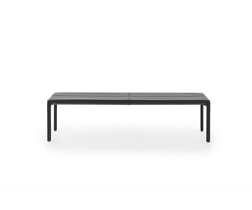 Azul Bench by Molteni&C upholstered in regenerated hide leather with a powder-coated steel frame.