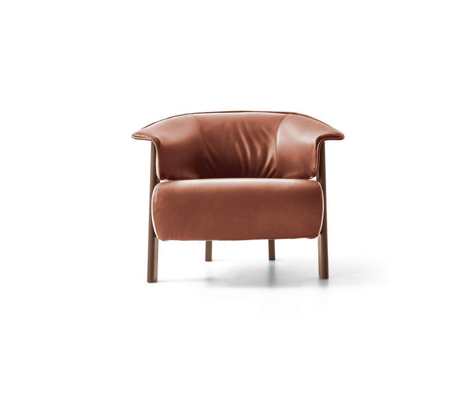 Back-Wing Lounge Chair by Cassina designed by Patricia Urquiola with a solid wood frame and upholstered seat.