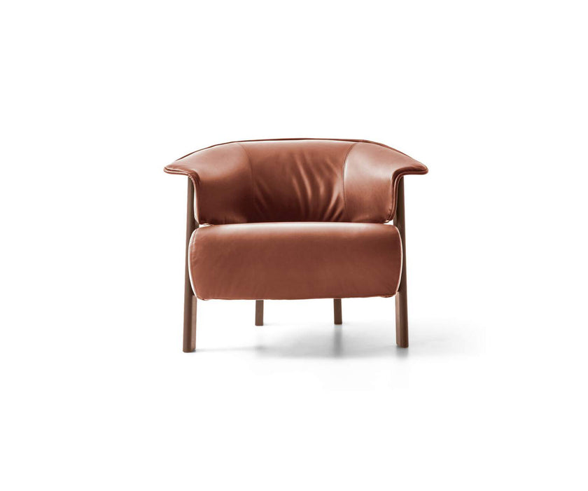 Back-Wing Lounge Chair by Cassina designed by Patricia Urquiola with a solid wood frame and upholstered seat.