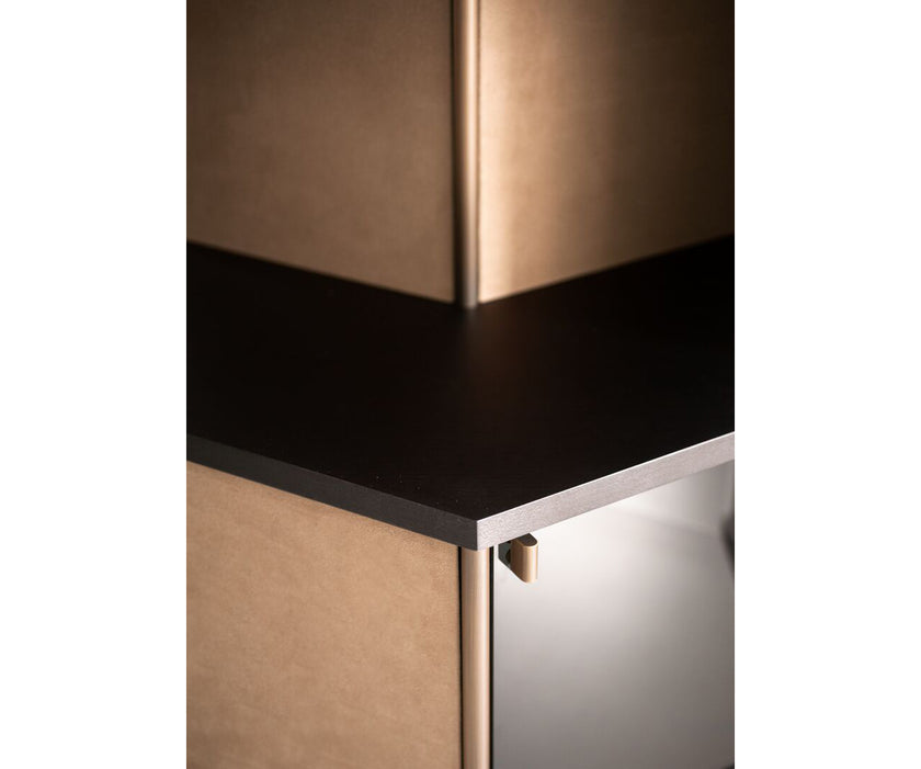 Hive Luxury Leather Bookcase with Smoked Mirrored Glass Shelves by Baxter