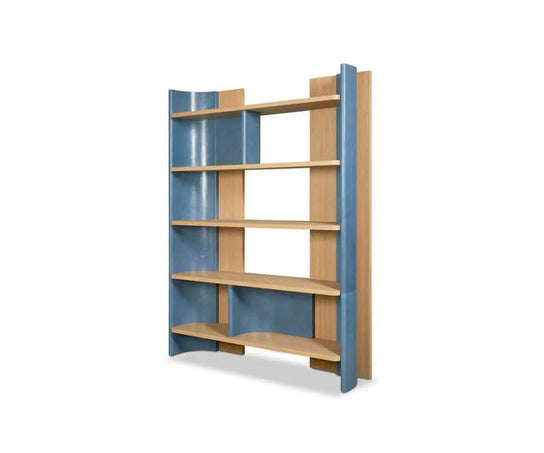 Joni Modern Solid Oak Bookcase with Leather Details by Baxter