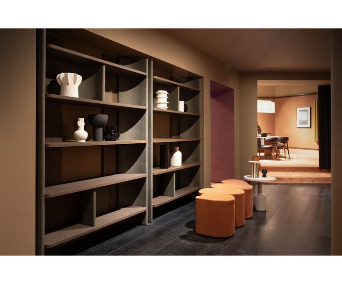 Joni Modern Solid Oak Bookcase with Leather Details by Baxter