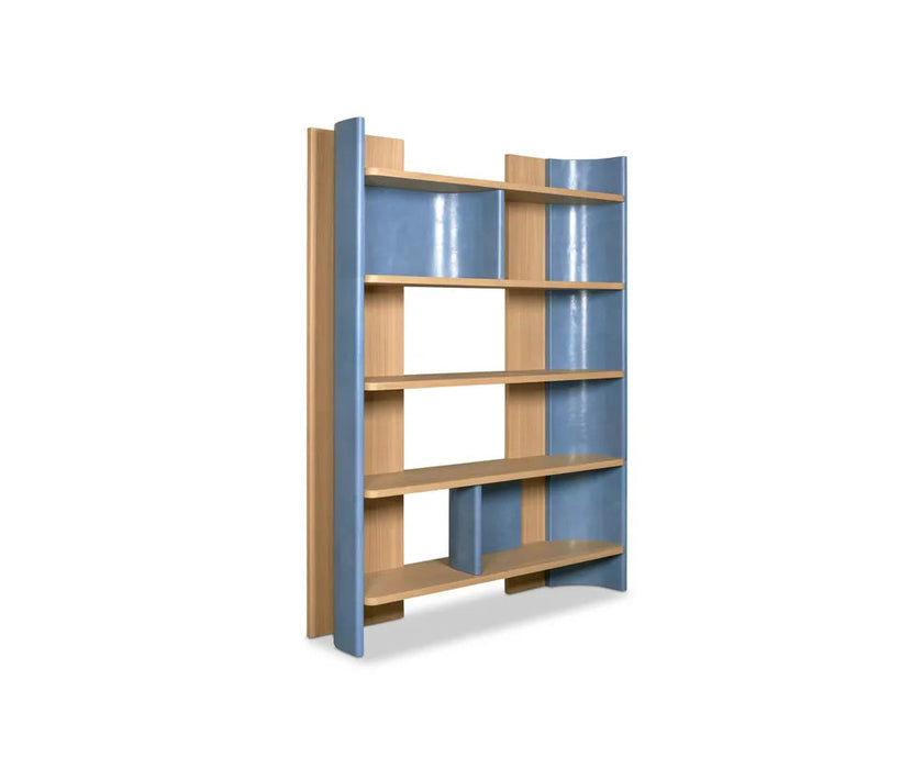 Joni Modern Solid Oak Bookcase with Leather Details by Baxter