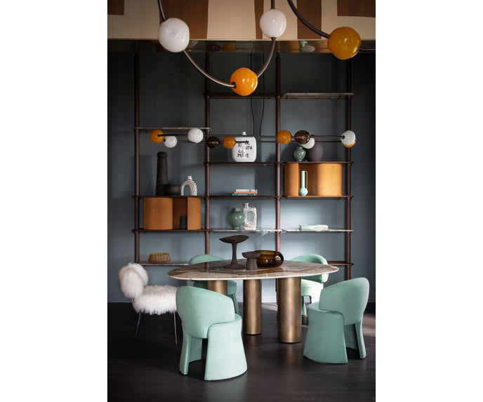 Lloyd Modular Bookcase by Baxter with Brushed Oak Structure and Leather Storage Units | Casa Design Group