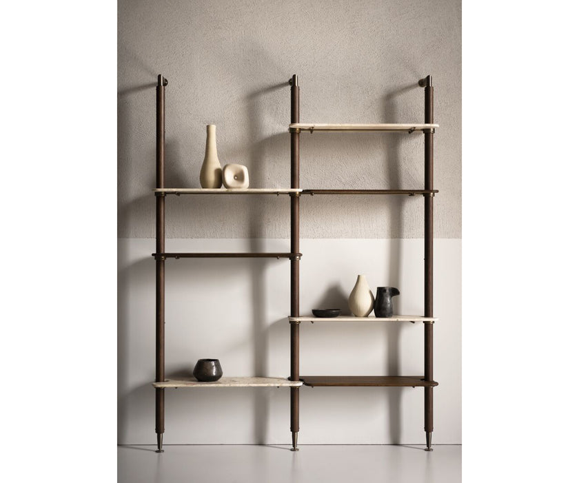 Lloyd Modular Bookcase by Baxter with Brushed Oak Structure and Leather Storage Units | Casa Design Group
