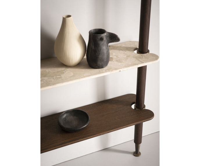 Lloyd Modular Bookcase by Baxter with Brushed Oak Structure and Leather Storage Units | Casa Design Group