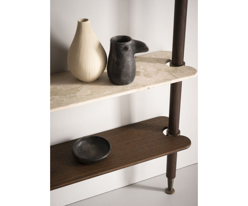 Lloyd Modular Bookcase by Baxter with Brushed Oak Structure and Leather Storage Units | Casa Design Group
