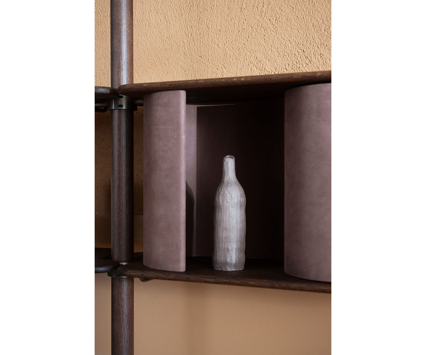 Lloyd Modular Bookcase by Baxter with Brushed Oak Structure and Leather Storage Units | Casa Design Group
