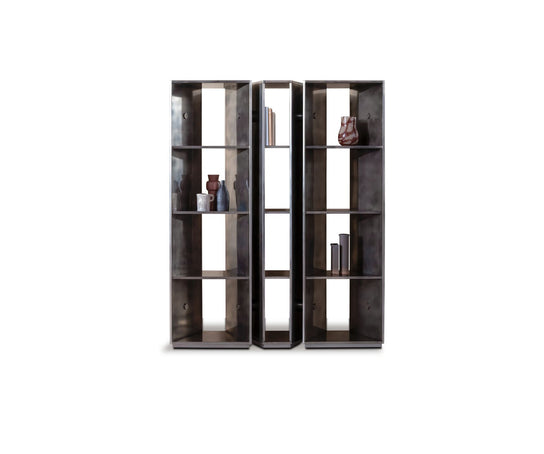 Y25 Bookcase by Baxter in Glossy Antique Grisdorè Steel | Casa Design Group
