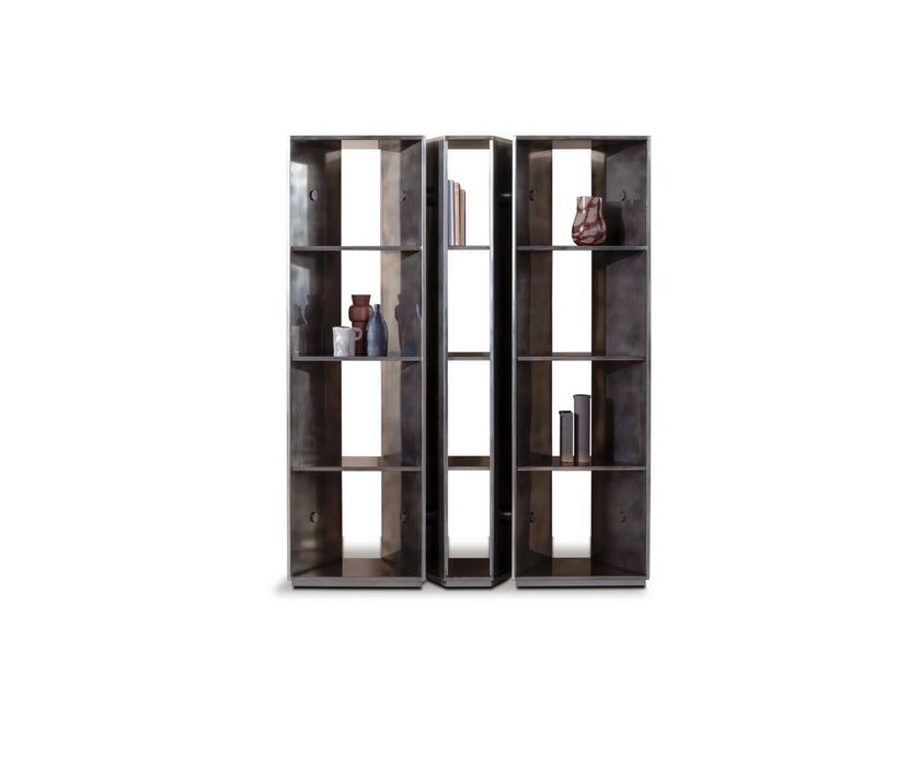 Y25 Bookcase by Baxter in Glossy Antique Grisdorè Steel | Casa Design Group