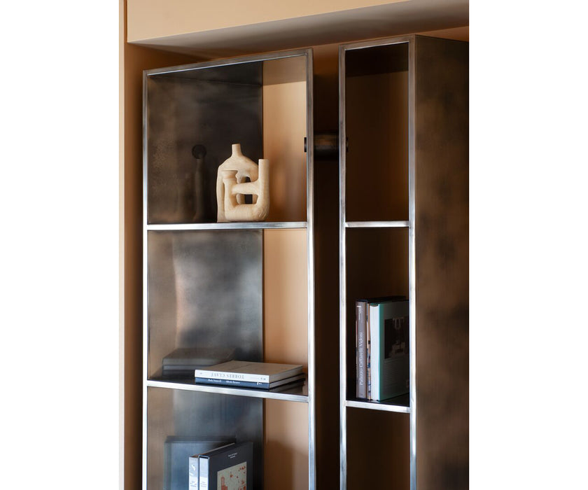 Y25 Bookcase by Baxter in Glossy Antique Grisdorè Steel | Casa Design Group