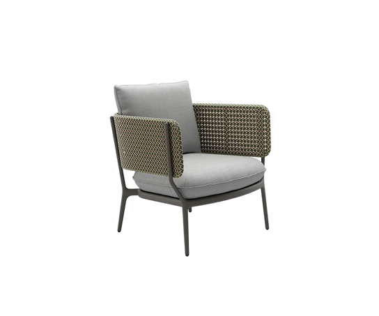 Dedon Bellmonde Lounge Chair in Multicolor Fiber Weave – Elegant Outdoor Seating | Casa Design Group