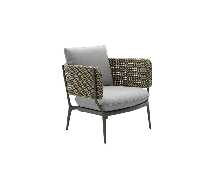 Dedon Bellmonde Lounge Chair in Multicolor Fiber Weave – Elegant Outdoor Seating | Casa Design Group