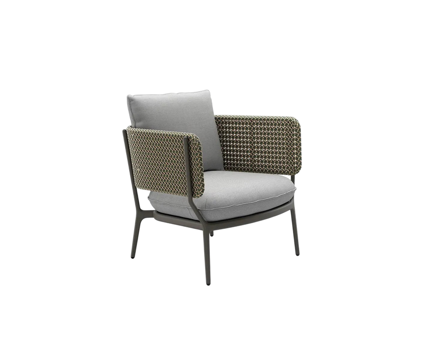 Dedon Bellmonde Lounge Chair in Multicolor Fiber Weave – Elegant Outdoor Seating | Casa Design Group