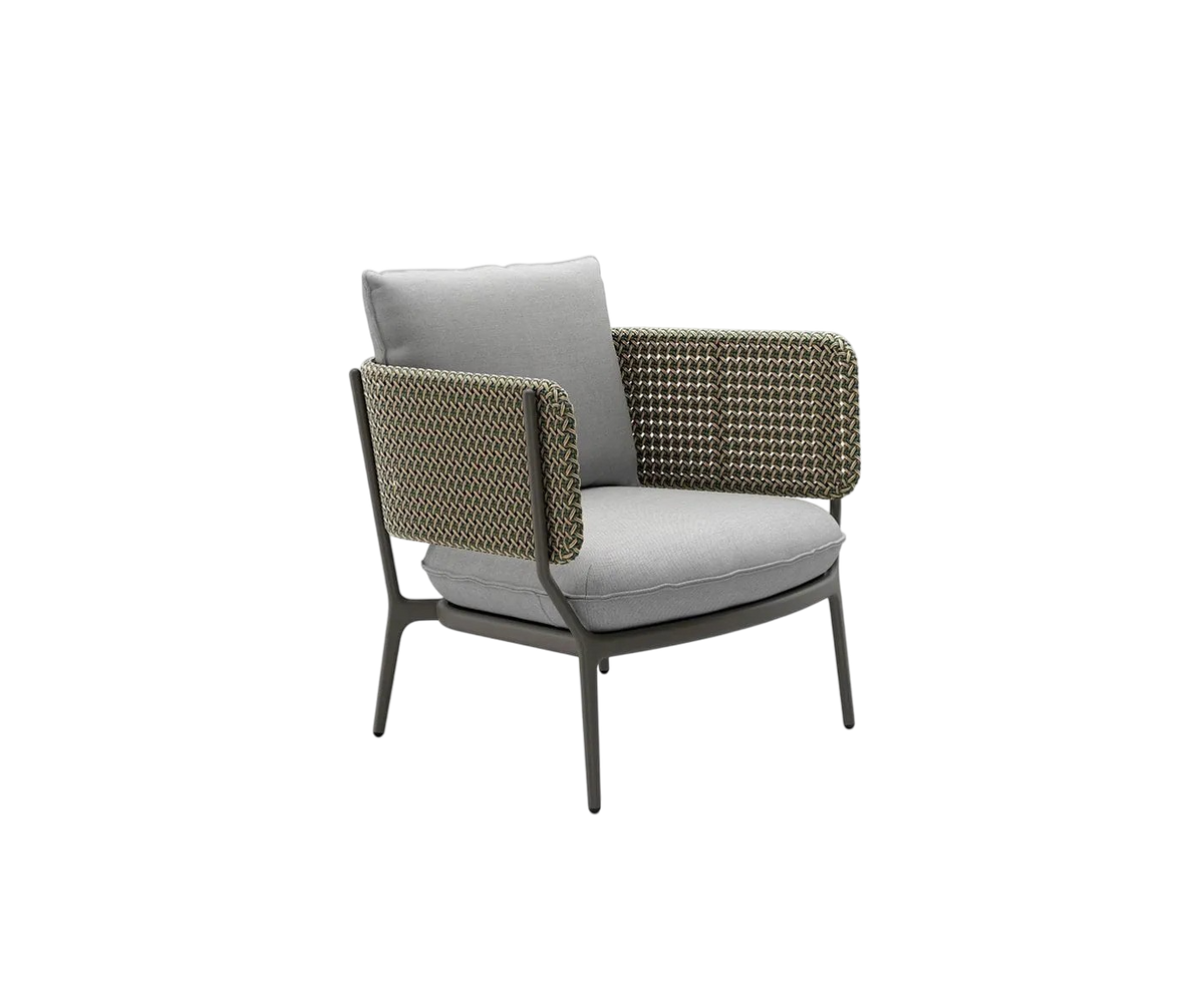Dedon Bellmonde Lounge Chair in Multicolor Fiber Weave – Elegant Outdoor Seating | Casa Design Group