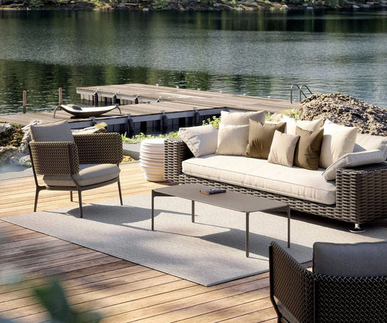 Dedon Bellmonde Lounge Chair in Multicolor Fiber Weave – Elegant Outdoor Seating | Casa Design Group