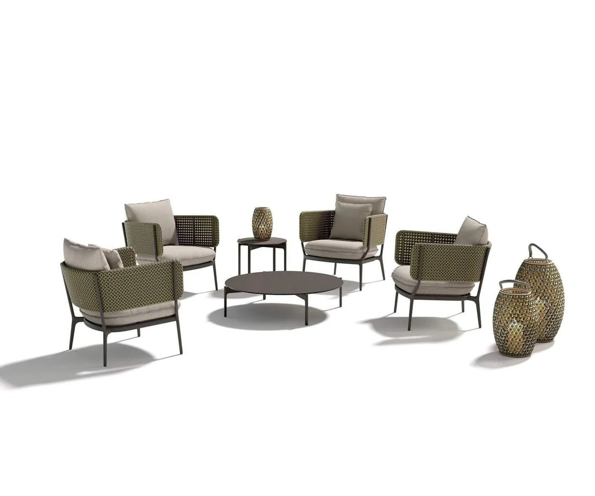 Dedon Bellmonde Lounge Chair in Multicolor Fiber Weave – Elegant Outdoor Seating | Casa Design Group