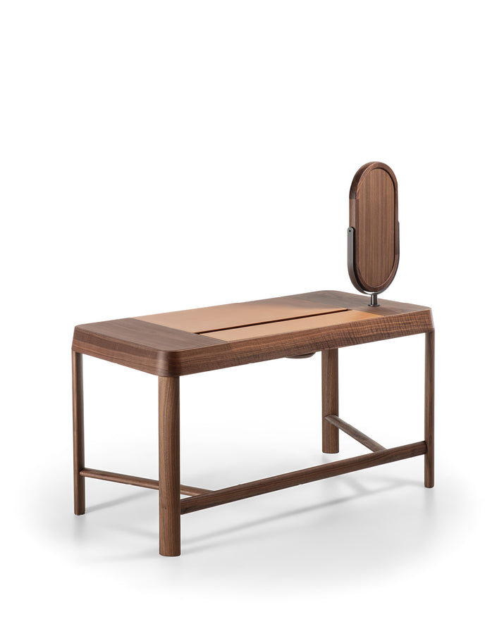 Beo solid wood vanity with elliptical mirror by Gabriele & Oscar Buratti for Porada | Casa Design Group