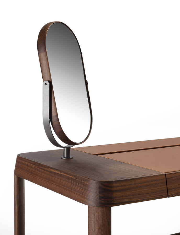 Beo solid wood vanity with elliptical mirror by Gabriele & Oscar Buratti for Porada | Casa Design Group