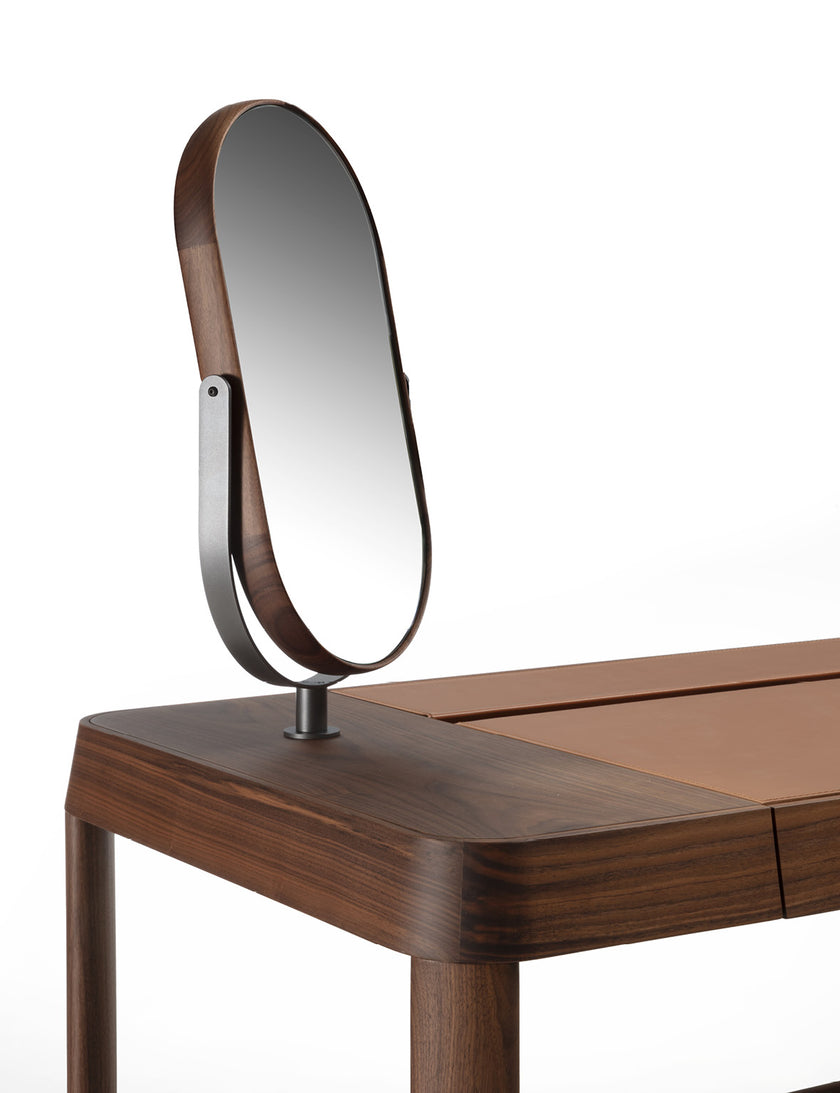Beo solid wood vanity with elliptical mirror by Gabriele & Oscar Buratti for Porada | Casa Design Group