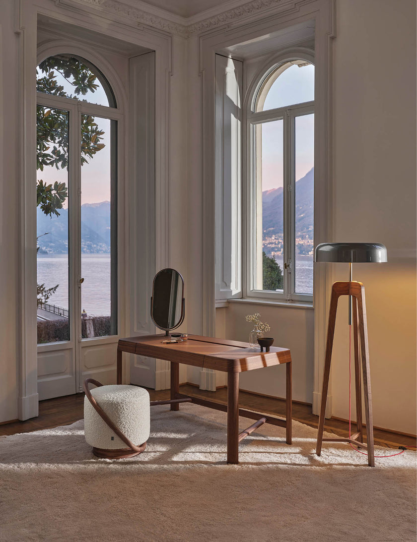 Beo solid wood vanity with elliptical mirror by Gabriele & Oscar Buratti for Porada | Casa Design Group