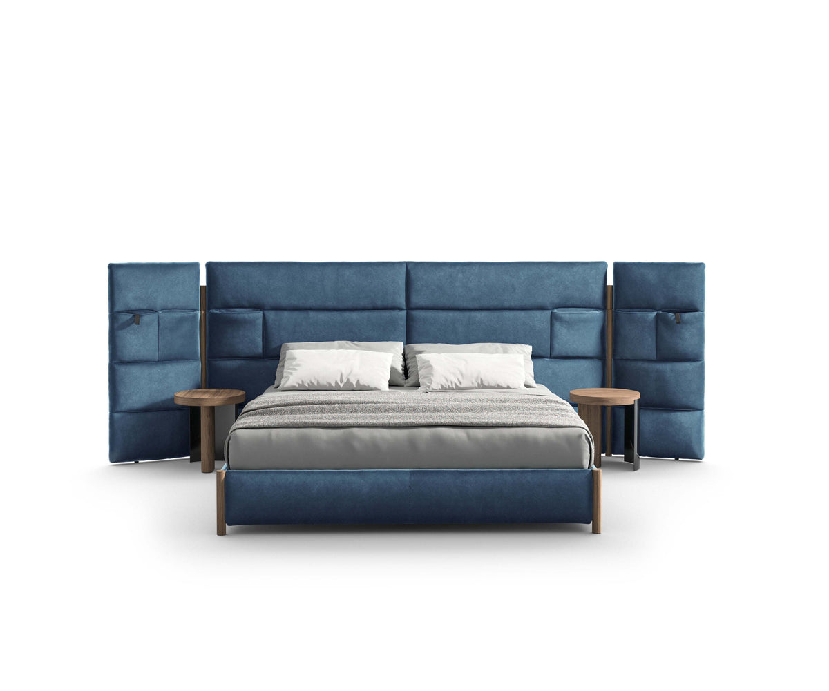 Bio-mbo bed by Cassina with upholstered headboard, storage pockets and modern design – Casa Design Group